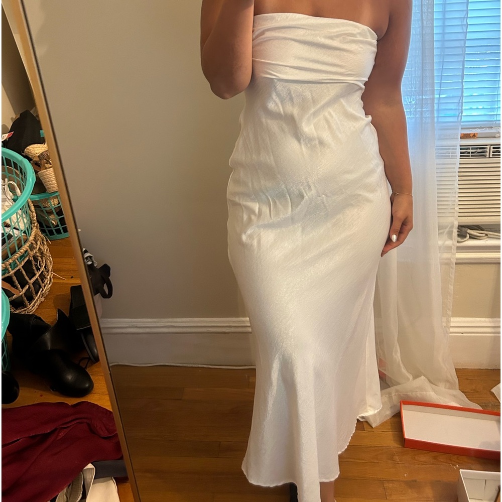 White opal silk dress